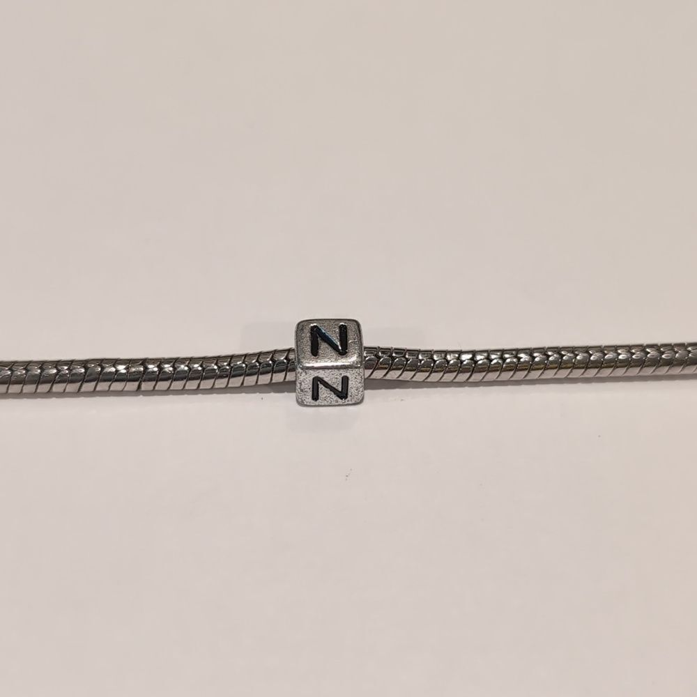 Silver N‎ Spacer Charm for Pandora Style Bracelet